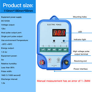 Cargador de Cerca Eléctrica para Ganado - Energizador de Cerca Eléctrica de Alta Potencia de 12 KV y <span class=keywords><strong>2</strong></span> Julios para Contener Mascotas y Ganado - Product Image 4