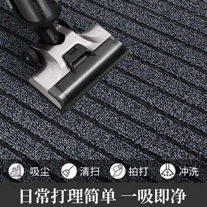 Alfombra de entrada para villa, negra, a rayas, rectangular, de fibra de poliéster, antideslizante, para uso comercial. - Product Image 5