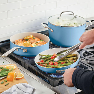 Juego de Ollas de Cocina Antiadherentes de 9 Piezas, de Aleación de Aluminio Moderno, con Tapas de Vidrio y Asas de Acero Inoxidable, Aptas para Lavavajillas y Horno, para Cocina de Gas - Product Image 2