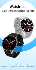 Montre connectée ronde AT <span class=keywords><strong>2</strong></span> avec appel Bluetooth, fréquence cardiaque, pression artérielle, modes multisports, montre connectée pour femmes et hommes - Product Image 2