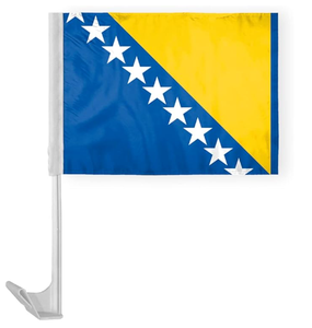 Drapeau de voiture de la Bosnie-Herzégovine, couleurs vives, anti-décoloration, drapeau de voiture de tous les pays, fabrication sur mesure pour la décoration de voiture, les événements sportifs, 1 pièce - Product Image 1