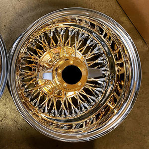 Jantes chromées à dentelle droite 13x7 Reverse 100 jantes 13 pouces roues en fil d'<span class=keywords><strong>or</strong></span> <span class=keywords><strong>24K</strong></span> style classique en <span class=keywords><strong>or</strong></span> central - Product Image 4