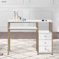 Table de manucure de luxe Texture marbrée Nail Desk avec tiroirs de rangement Home Salon Spa Equipment