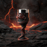 Personnalisé Ancien 3D Vintage Fantaisie Noir Gris Dragon Chinois Tasses À Vin En Acier Inoxydable Gobelets À Whisky Gobelet