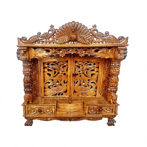 Handmade Indian Teak Wood Handicraft Temples Home <b>Mandir</b> Modern Villa Customizable Size Wooden Temple Wholesale Supply - Product Image 1