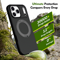Coque en fibre d'aramide en gros pour iPhone 17 18 Pro Max avec support magnétique rotatif, protection antichoc de qualité militaire, texture carbone