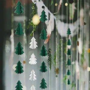 結婚式の誕生日のクリスマスパーティーの装飾用品のためのクリスマスツリーの形をしたぶら下げ結婚式の背景カーテン