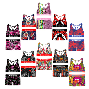 Conjunto Deportivo para Mujer, Ropa Deportiva con Logotipo Personalizado, Bra y Short con Estampado, Estilo Deportivo ODM/OEM con Logotipo en la Cintura - Product Image 1