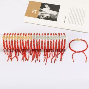 Braccialetti Charm alla Moda con Filo Rosso e Nappe di Perline, Regolabili, Set Regalo da 24 Pezzi per Donna, Gioielli in Corda di Canapa Stile Bohemien - Product Image 1