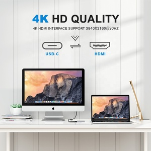 6 trong 1 loại C Adapter với <span class=keywords><strong>USB</strong></span> <span class=keywords><strong>2</strong></span>.0 4K HDMI Gigabit Ethernet PD sạc Docking Station <span class=keywords><strong>USB</strong></span> <span class=keywords><strong>Hub</strong></span> - Product Image 3