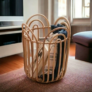 Handmade Eco-Friendly Sustainable Heritage Rattan Mesh <b>Basket</b> Stylish Functional Kitchen <b>Storage</b> Solution Clothing Home Bamboo - Product Image 1