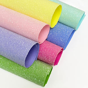 Feuilles de <span class=keywords><strong>tissu</strong></span> en cuir pailleté fluorescent brillant en gros, avec support en toile pour la fabrication de nœuds pour cheveux et projets créatifs <span class=keywords><strong>Cricut</strong></span> - Product Image 1