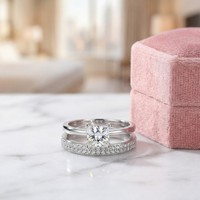 Ensemble de bague de fiançailles en moissanite taille princesse 1 carat pour femme, alliance solitaire en argent sterling 925 pour bijoux fins