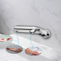 Robinet en laiton à capteur laser 2-en-1 mural, distributeur automatique de savon liquide et d'eau pour lavabo de salle de bain