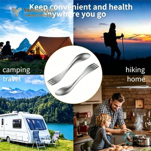Stainless Steel Spork Set with Mesh Pouch Eco-Friendly Portable Utensil for Outdoor Camping <b>Backpacking</b> - Product Image 2