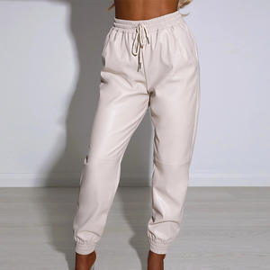 New Fashion <strong>Harem</strong> <strong>Pants</strong> Solid Color Casual <strong>Pants</strong> Elastic Waist Leather <strong>Pants</strong> - Product Image 5