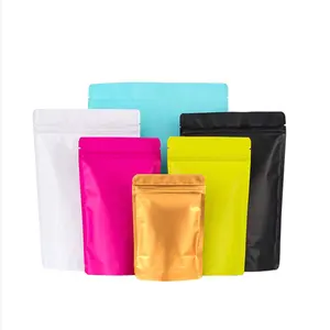 Resealable Matte Finish Black White Gold Aluminum Foil Mylar Bag Plastic Zipper Smell Proof Stand Up Pouch for Food Packaging
