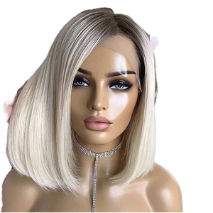 Parrucche Lace Front in Capelli Brasiliani Biondi Decolorati 613, Vergini, Densità 180%, Senza Colla, <span class=keywords><strong>Bob</strong></span> <span class=keywords><strong>Corto</strong></span> 12 Pollici, Grado 10A per Donne - Product Image 1