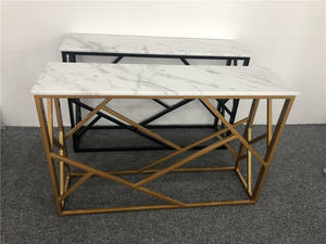 GOLDTOP OEM/ODM Tables basses et consoles en marbre doré avec revêtement électrique encadré de dessus en pierre de marbre blanc - Product Image 6
