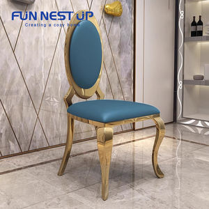 FUN NEST Hotel Silla de banquete de lujo Forma ovalada Estilo europeo Silla de comedor Diseño del hogar Silla de comedor ovalada de acero inoxidable - Product Image 1