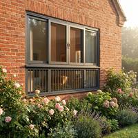 Ventana Corredera Horizontal Moderna de Doble Vidrio Templado con Sistema Manual de Empuje, Aislamiento Térmico para Dormitorio o Sótano