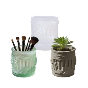 Cylindre classique facile à utiliser exquis <span class=keywords><strong>Artemis</strong></span> Temple graphique bricolage Silicone ciment résine plâtre pot de fleur Pot Vase moule - Product Image 6