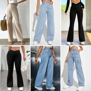 Jean décontracté pour femme, coupe droite, taille haute, en denim délavé, élastique, tendance, ajusté, modèle 2026, livraison aléatoire - Product Image 3