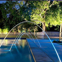 Fontaine d'eau interactive programmable d'extérieur avec jets ondulants, lumières RGB/laser, en acier inoxydable, étanche IP68