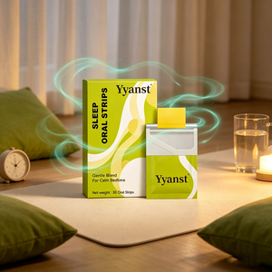 Tiras Orales Disolubles con Mezcla Botánica, 30 Tiras, Diseño de Puntos Verde Lima Brillante, Lata Metálica Redonda, Tiras Orales para Dormir - Product Image 2