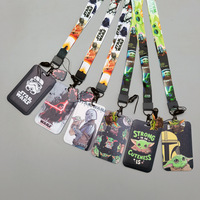 Étui rigide en métal double face pour cartes d'accès étudiantes, avec système de glissement et de pression, motif Star Baby Cartoon Mobile Phone Lanyard, Wars