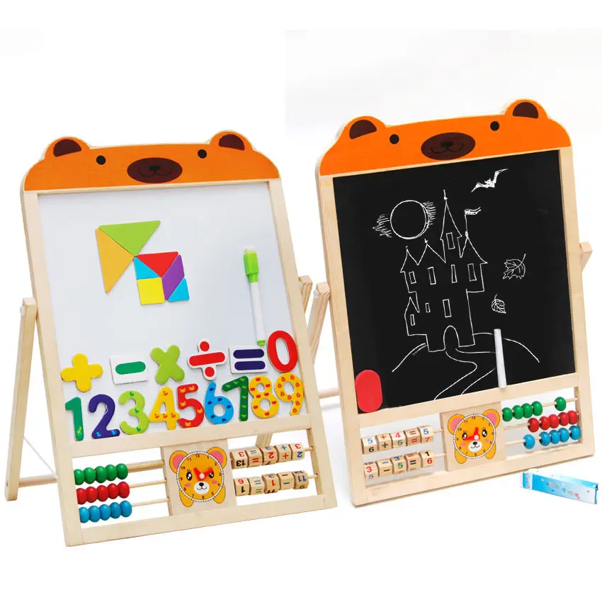 Kinderen Houten Schoolbord Magnetische Tekening Kunst Tangram Kralen Wiskunde Bord Montessori Educatief Creatief Leren Speelgoed Voor Kinderen