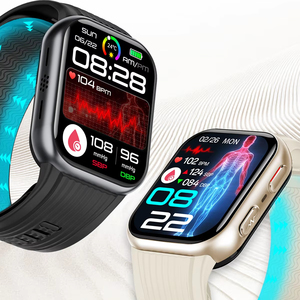 Montre connectée intelligente avec diffusion vocale de la pression artérielle et de l'ECG, accès NFC, détection de chute, SOS, écran AMOLED carré, tracker d'activité magnétique, compatible Android - Product Image 1