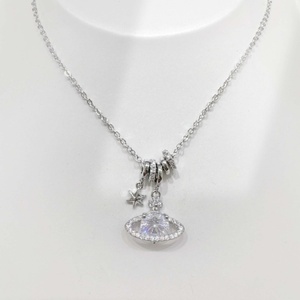 Collier simple en argent sterling 925 avec perle, plaqué or, pendentif géométrique en forme de cœur, pour femme, à porter au quotidien. - Product Image 5