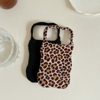 Coque de téléphone antichoc détachable 2-en-1 TPU+PC à bords ondulés motif léopard brillant pour iPhone Air 17 16 15 Plus 14 13 Pro Max avec film de protection