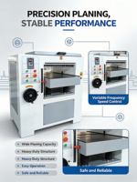 Raboteuse à bois robuste à simple face, réglage numérique de la hauteur, contrôle de vitesse variable VFD. Acceptation des commandes OEM avec personnalisation