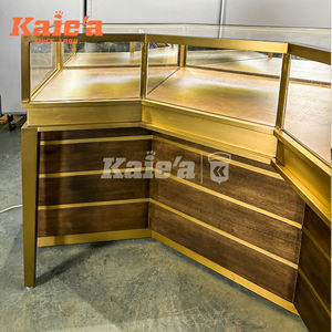 Vetrina Espositiva per Gioielleria di Alta Gamma Personalizzata all'Ingrosso Banco Rotondo in Vetro Oro Rosa Arredamento per Negozio di Gioielli - Product Image 4