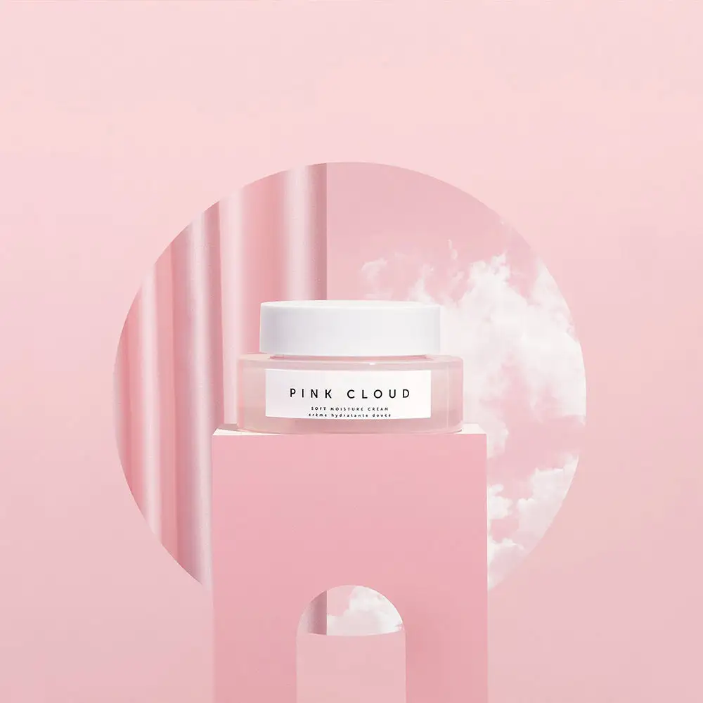 Krim pelembab pemutih OEM pencerah organik Label pribadi krim lembut awan merah muda antikeriput