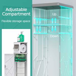 Armario de Almacenamiento para Baño Waretary con Portarrollos de Papel Higiénico, Armario Estrecho y Alto para Montar en la Pared, Impermeable, Resistente a la Humedad - Product Image 6