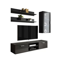 Rak TV Gantung Dinding Modern Warna Hitam Terlaris dan Meja Kayu MDF Gaya Modern untuk TV 65 Inch
