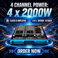 Amplificateur de puissance professionnel 1U classe D 4 canaux 4x2000W, amplificateur stéréo haute puissance pour subwoofer et enceintes Line Array