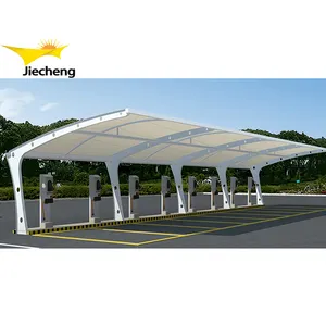 工厂定制户外高张力1050克/平方米PVDF织物膜结构钢结构帐篷汽车停车帐篷