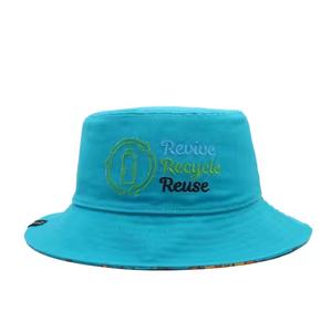 Sombrero de Pescador Azul Personalizado Ecológico de Fábrica, Gorra de Pescador Reversible para Mujer con Logotipo Bordado - Product Image 3