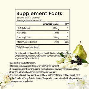 Gummies de lys en marque blanche OEM avec extrait de poire, sureau et vitamine C pour la relaxation quotidienne et le bien-être oral et de la gorge - Product Image 4