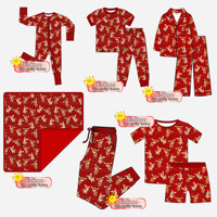 Linkme Piyama Natal Kustom Bambu Mama dan Mini Keluarga Set 2pcs Balita Jumpsuit Manset Lipat Resleting 2 Arah Romper