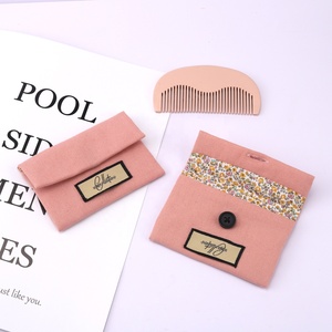 Custom Logo <b>Printed</b> Small <b>Canvas</b> Envelope Pouch for Comb Cosmetic Makeup High Quality Cotton Gift Jewelry Envelope Bag - Product Image 2