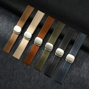 Correa <span class=keywords><strong>de</strong></span> Reloj <span class=keywords><strong>de</strong></span> Cuero Genuino con Patrón <span class=keywords><strong>de</strong></span> Espiga <span class=keywords><strong>de</strong></span> Trigo para <span class=keywords><strong>Apple</strong></span> S11 Ultra 18 20 22 mm, Correa <span class=keywords><strong>de</strong></span> Reloj Universal con Hebilla Magnética - Product Image 2