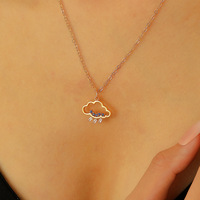 0 Ins Nouveau Creative Zircon Nuage Collier Goutte De Pluie En Gros Conception Mignonne 18k Plaqué Or Clavicule Chaîne Collier pour Femmes