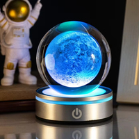 Lampe de nuit en cristal Saturne avec impression animale personnalisable en 3D, lumière transparente lumineuse, univers spatial