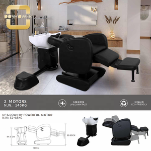 Unidad de Lavado de Cabello Negra Completamente <span class=keywords><strong>Reclinable</strong></span> con Estación de Lavado Eléctrica 180 °   Sillón de Lavado de Cabello Automático con Rotación - Product Image 3