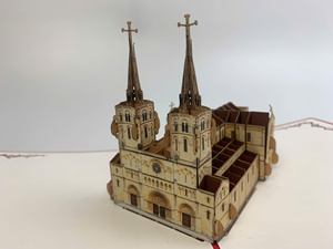 Carte de vœux artisanale 3D pop-up Église Saint-Pierre de Macon, architecture française, découpe laser, carte en papier artisanal - Product Image 2